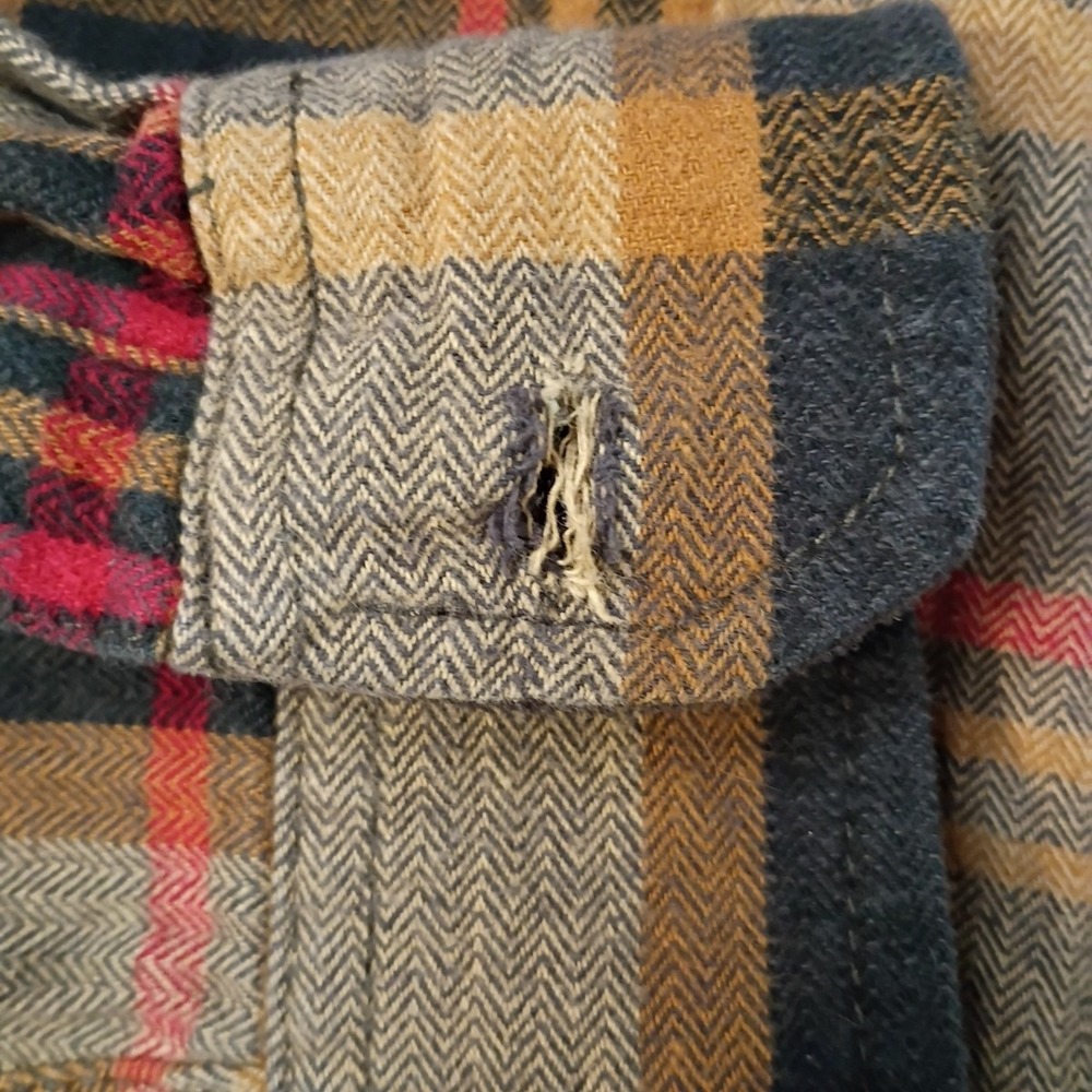 ORVIS Heavyweight Flannel Shirt Mens 2XL Brown Plaid Shacket 4 Pockets Big Bear - Picture 10 of 10